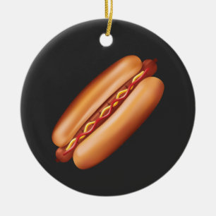 Hot-Dog-Fast-Food-Illustration mit individuellem T Keramik Ornament