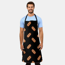 Hot Dog Fast Food Muster auf schwarzem Hintergrund
