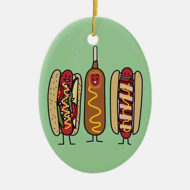 Hot Dog Friends Keramik Ornament (Vorne)