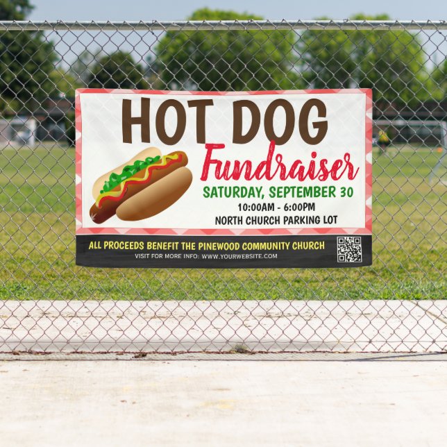 Hot Dog Fundraiser-Banner mit qr-Code Banner (Insitu)