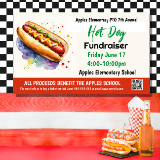 Hot Dog Fundraiser PTO PTA Church Banner