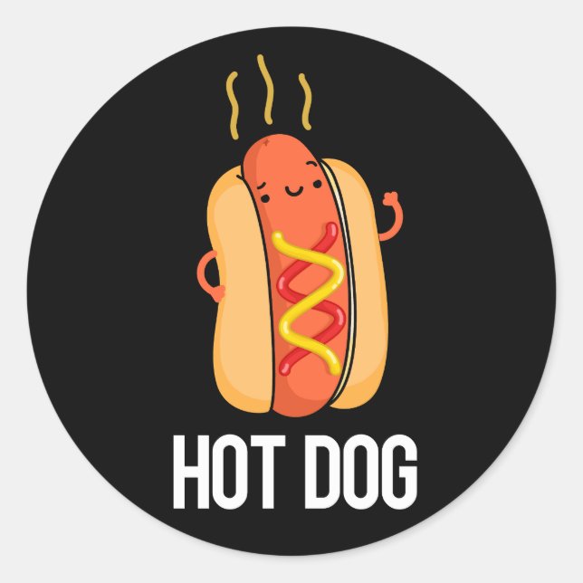 Hot Dog Funny Snack Pub Dark BG Runder Aufkleber (Vorderseite)