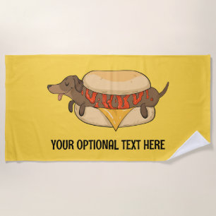 Hot Dog für benutzerdefinierten Text Strandtuch