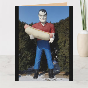 HOT DOG GIANT MAN RETRO GEBURTSTAG GREETING CARD KARTE