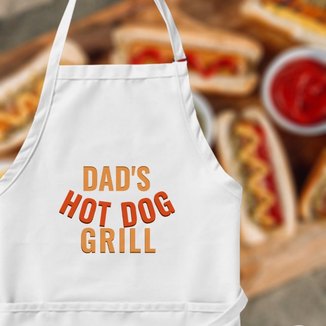 Hot Dog Grill Summer Backyard Vaters GRILLEN Mens  Lange Schürze (Dad's grilling Hot Dogs and here is his apron. Perfect gift for your dad)