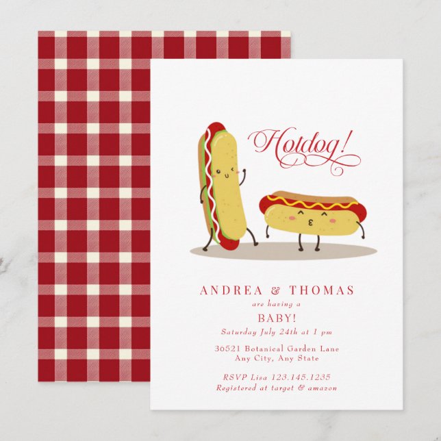 Hot Dog | GRILLEN | Paare Babydusche Einladung (Vorne/Hinten)