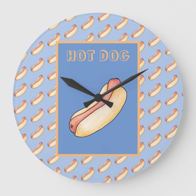 Hot Dog Große Wanduhr (Vorderseite)
