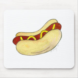 Hot Dog Hotdog mit Senf auf Bun Food Mouse Pad Mousepad