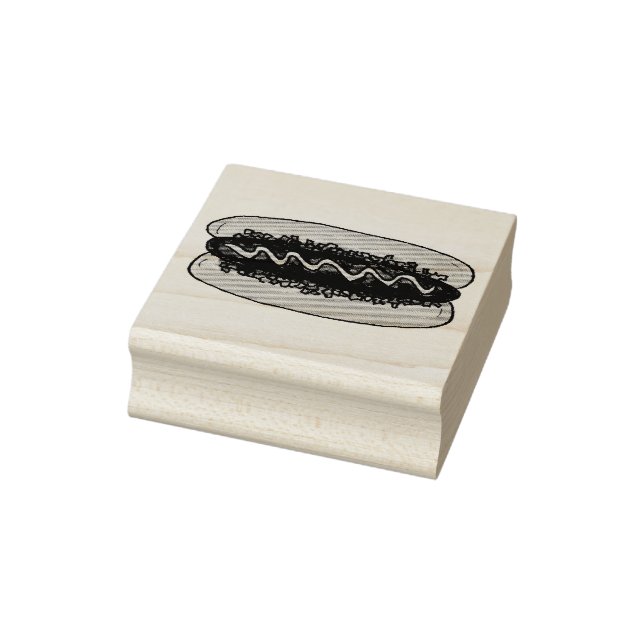 Hot Dog Hotdog Mustard Relish Bun Fast Food Picnic Gummistempel (Stempel)