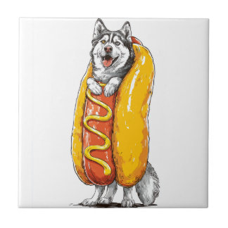 Hot Dog Husky � Lustiges Lebensmittelkostüm Fliese