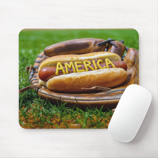Hot Dog in Baseball Handschuh Mousepad (Mit Mouse)