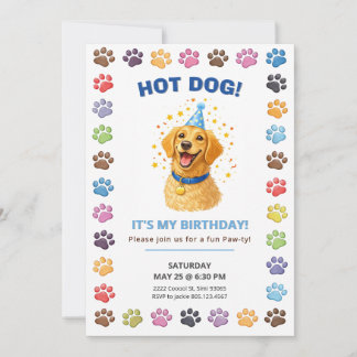 Hot Dog It’s My Birthday, Puppy Paw-ty  Einladung