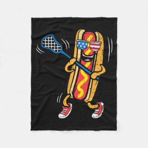 Hot-Dog-Lacrosse-Spieler 4. Juli Sport Fleecedecke
