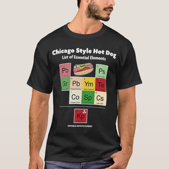 Hot Dog List of Essential Elements m T-Shirt (Vorderseite)