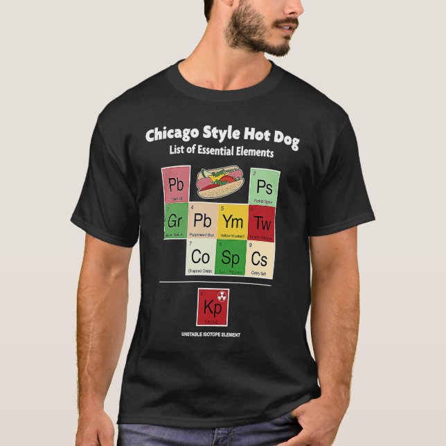 Hot Dog List of Essential Elements m T-Shirt (Vorderseite)