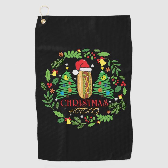 Hot Dog Lover Xmas Ugly HotDog Weihnachten im Shir Golfhandtuch (Vorderseite)