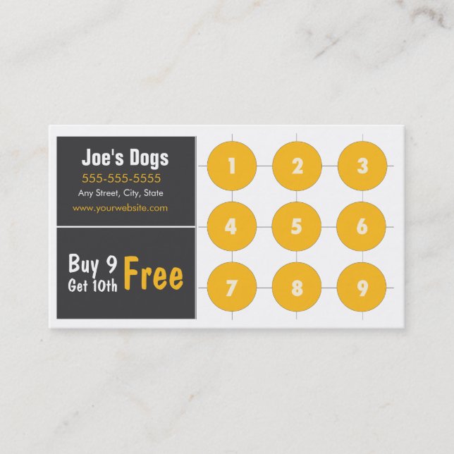Hot Dog Loyalty Visitenkarte Treuekarte (Vorderseite)