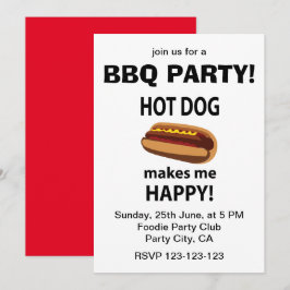Hot Dog macht mich glücklich Hot Dog GRILLEN Party Einladung