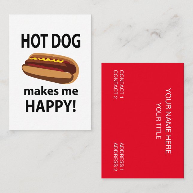 Hot Dog macht mich glücklichen Hot Dog Visitenkarte (Vorne/Hinten)