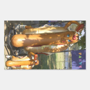 Hot Dog Man & Junior Statue Rechteckiger Aufkleber