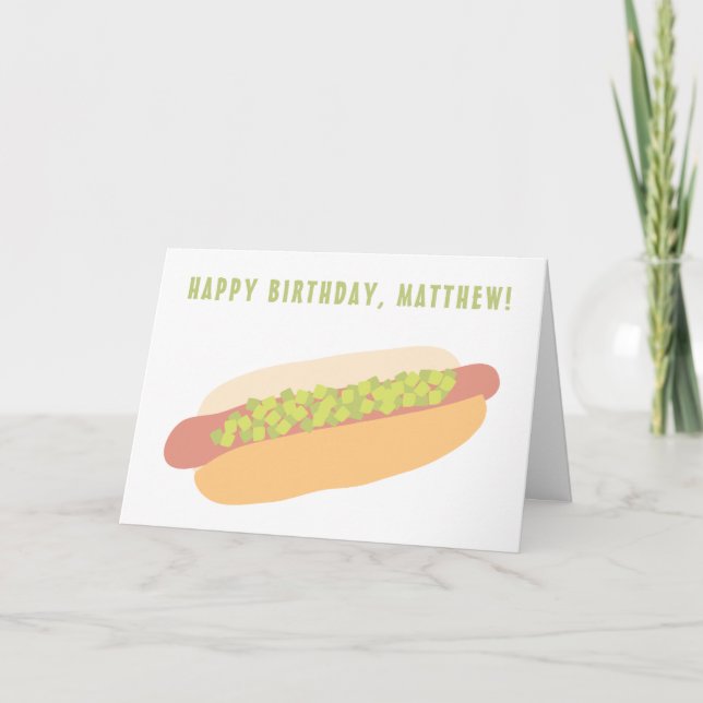 Hot Dog mit Personalisiertem Geburtstag Karte (Vorderseite)