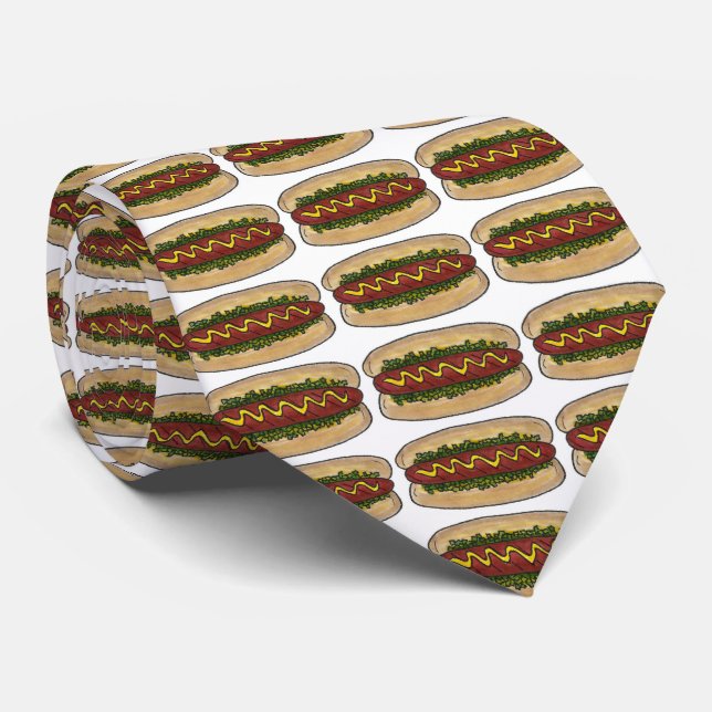 Hot Dog mit/ Relish and Senf Feinschmecker Hot Dog Krawatte (Gerollt)
