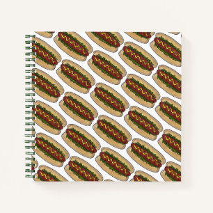 Hot Dog mit Senf und Relax Hotdog Fast Food Notizbuch