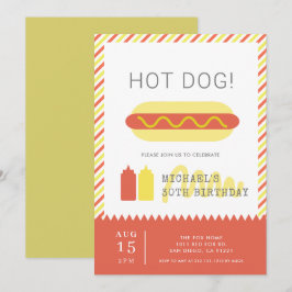 HOT DOG! Modernes Erwachsenenalter in Rot und Gelb Einladung