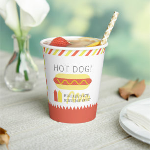 HOT DOG! Modernes Rot und Gelb zum Geburtstag Pappbecher