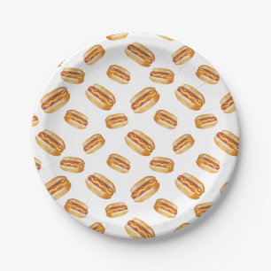 Hot Dog Muster Geburtstagspapier Teller - Kinder S