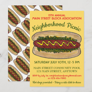 Hot Dog Neighborhood Wiedersehen Picnic Cookout Pa Einladung