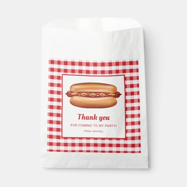 Hot Dog On Red Gingham Birthday Vielen Dank Geschenktütchen (Vorderseite)