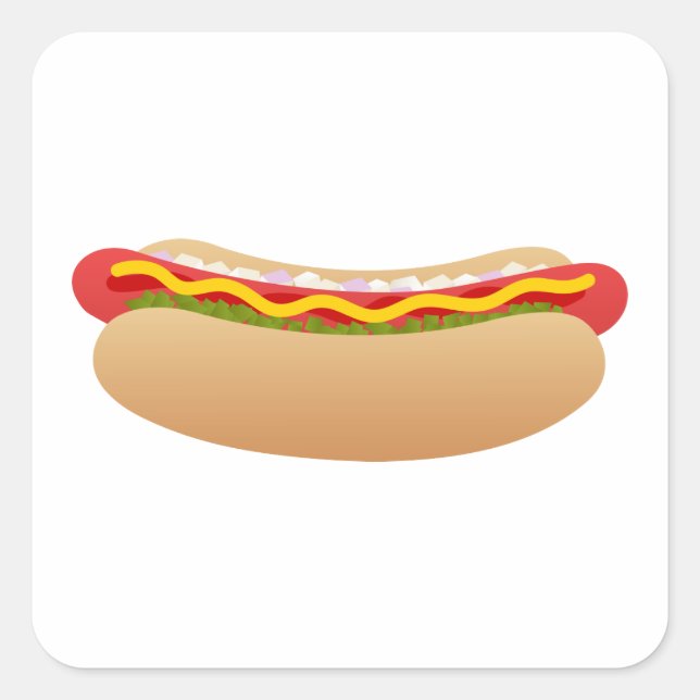 Hot Dog Quadratischer Aufkleber (Vorderseite)