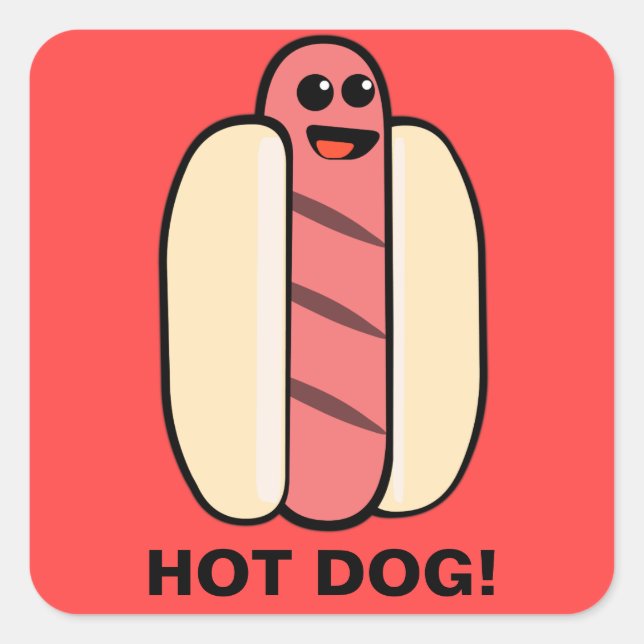 Hot Dog Quadratischer Aufkleber (Vorderseite)