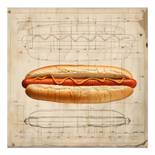 Hot-Dog-Retro-Diagramm Fotodruck