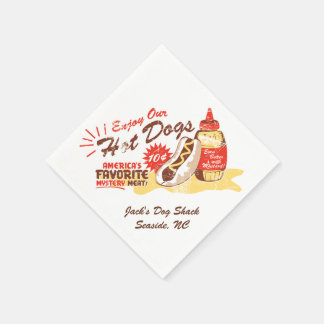Hot Dog Retro-Papier-Tücher 50er-Packung ANPASSBAR Serviette