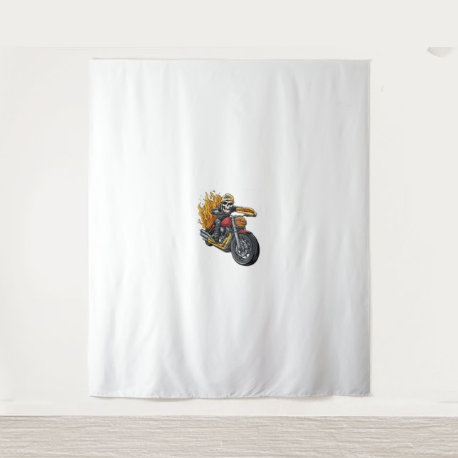 Hot Dog Rider - Funny Biker Skull Wandteppich (Vorderseite)