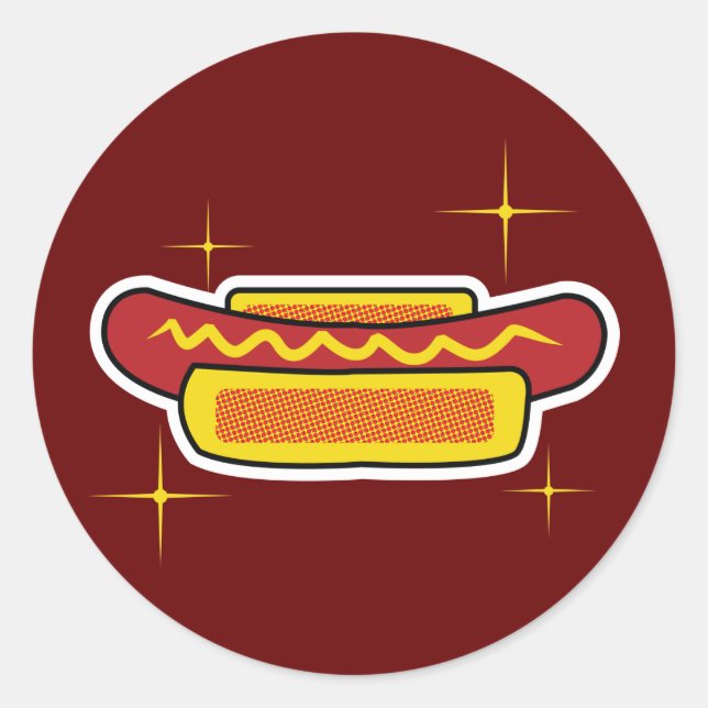 Hot Dog Runder Aufkleber (Vorderseite)