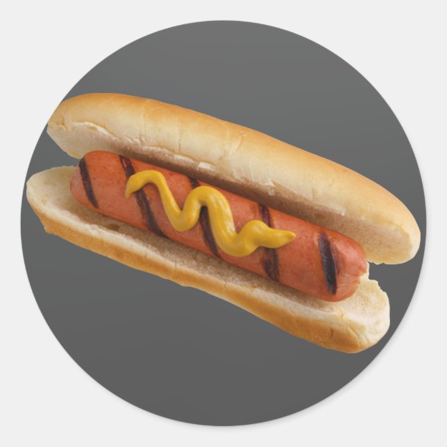 Hot Dog Runder Aufkleber (Vorderseite)