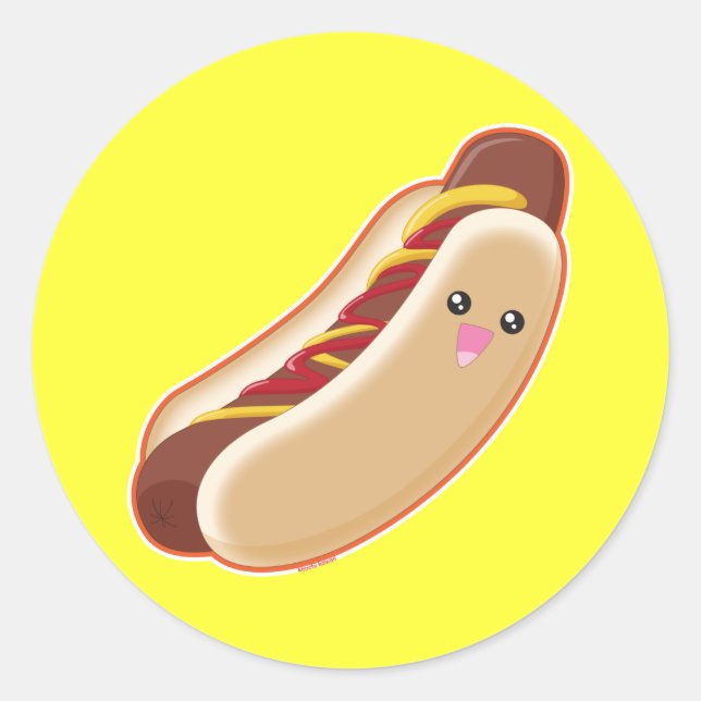 Hot Dog! Runder Aufkleber (Vorderseite)