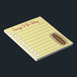 Hot Dog Senf Lockere Feinschmecker zu tun Liste Notizblock<br><div class="desc">Das Notizblock-Design im List-Stil bietet eine originelle Marker-Abbildung eines Hot Dog mit Senf und Relief, und THINGS TO DO HEUTE in einem lustigen Schriftart. Viele zusätzliche illustrierte Notizblöcke sind auch in diesem Shop erhältlich. Dieses Design ist auch auf anderen Produkten erhältlich. Sehen Sie nicht, wonach Sie suchen? Brauchen Sie Hilfe...</div>