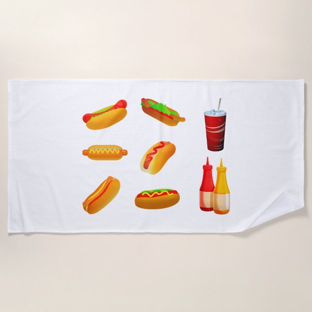 Hot Dog Strandtuch. Strandtuch (Vorderseite)