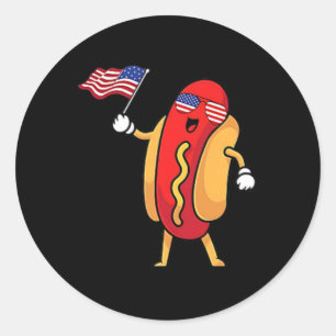 Hot Dog Tasche Amerikanische Flagge Freiheit Patri Runder Aufkleber