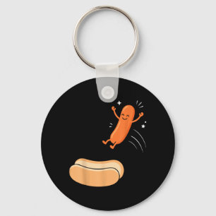 Hot Dog Tauchgang Lustige Wurst springt in Brötche Schlüsselanhänger