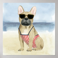 Hot Dog | Welpe in Sonnenbrille am Strand