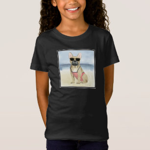 Hot Dog   Welpe in Sonnenbrille am Strand T-Shirt