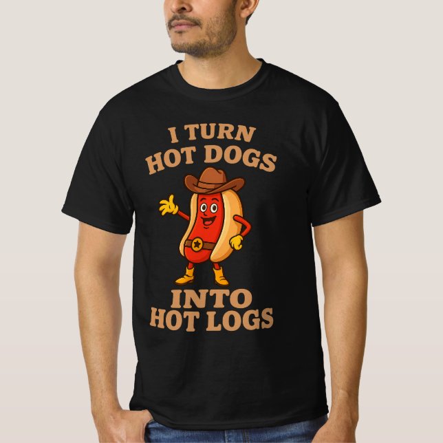 Hot Dogs in Hot Logs Funny Joke Bad T-Shirt (Vorderseite)