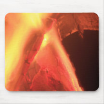 Hot Fire and Burning Wood Mouse Pad