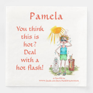Hot-Flash-Klimafrau in Menopause Text Serviette