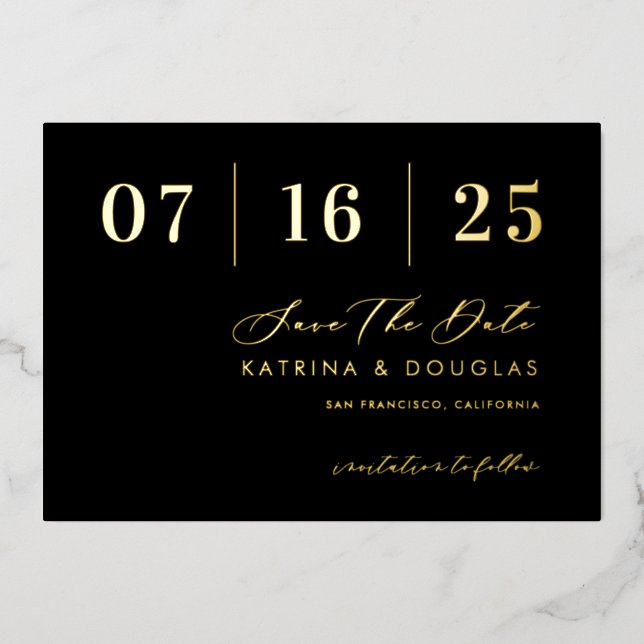 Hot Foil Enregistrer La Carte Mariage Date Annonce (Recto)